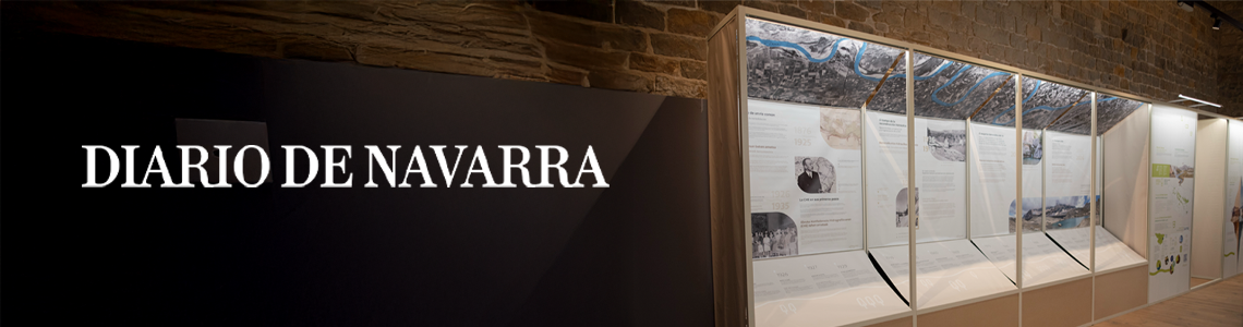 Paneles de la exposición “Por la cuenca del Ebro”, dedicada a los cien años de la Confederación Hidrográfica del Ebro y a la unidad de cuenca.